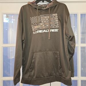 Realtree Men's Olive Green Hoodie with Flag Design